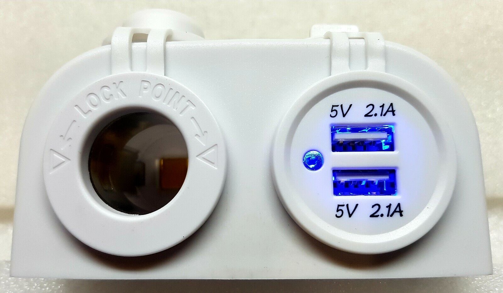 White Surface Mount Dual USB Charger Socket with USB 4.2A