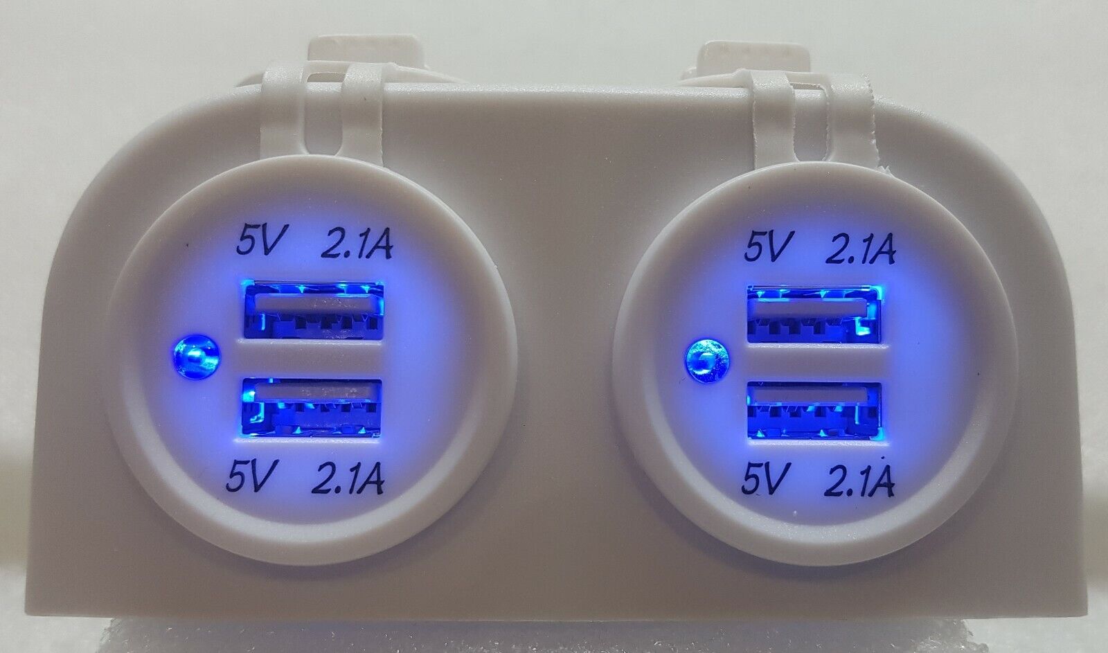 White Surface Mount Dual USB Charger Socket Double 4.2A with Led