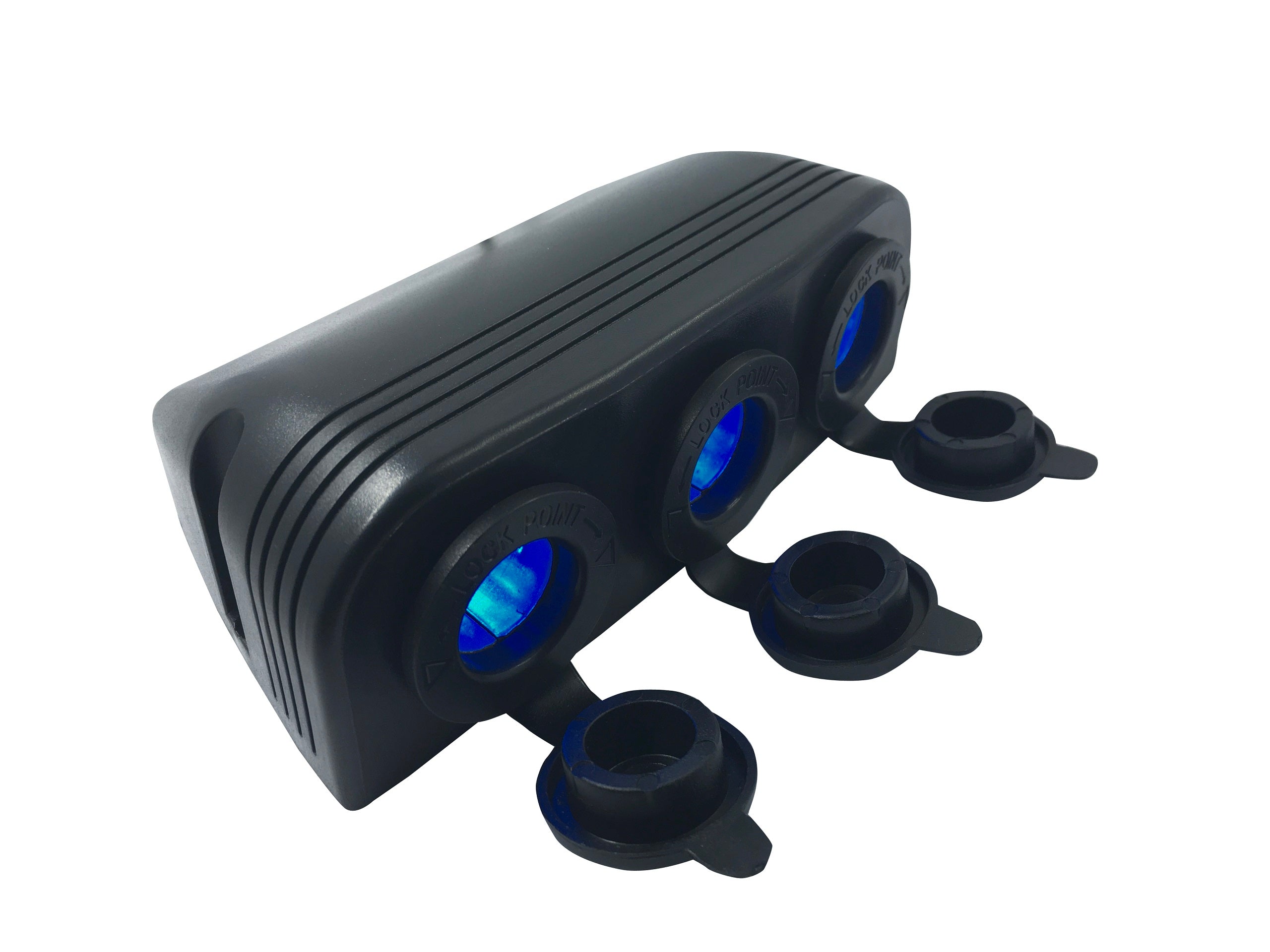 Black Surface Mount Socket Triple LED Blue