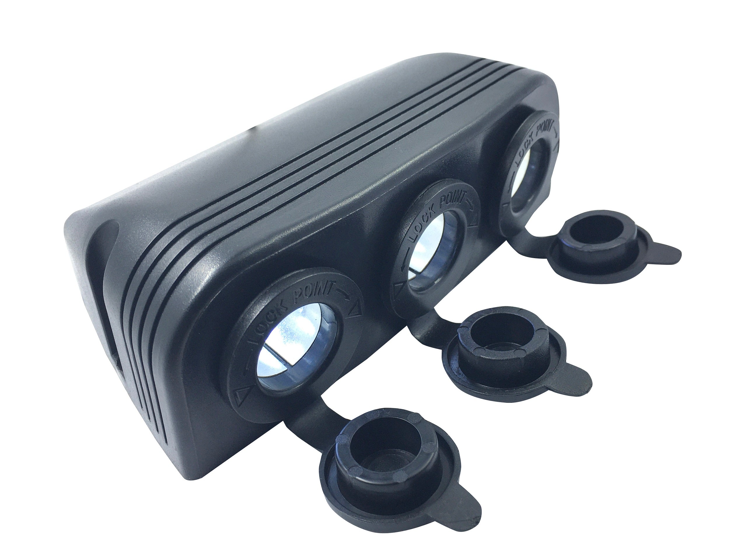 Black Surface Mount Socket Triple LED White