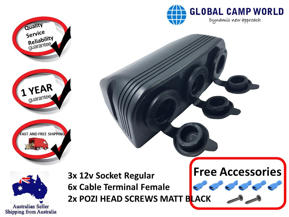 Black Surface Mount Socket Triple LED White