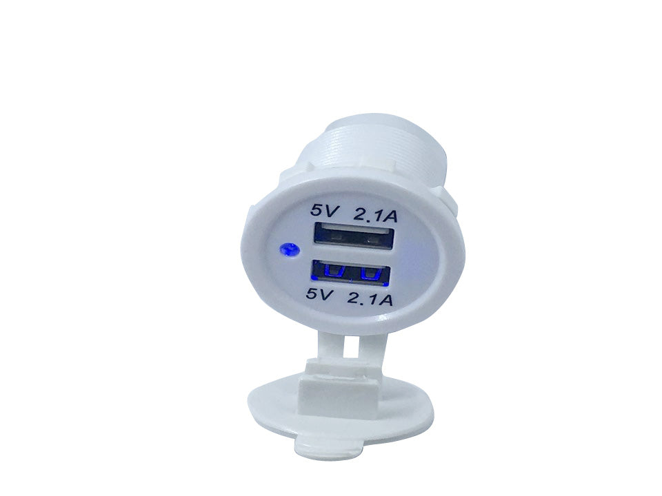 White USB Charger Socket Double  4.2A