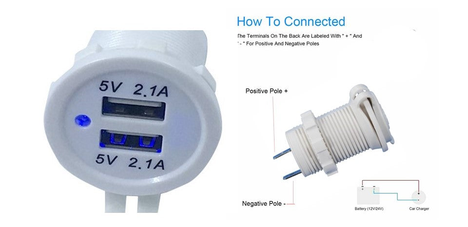 White USB Charger Socket Double  4.2A