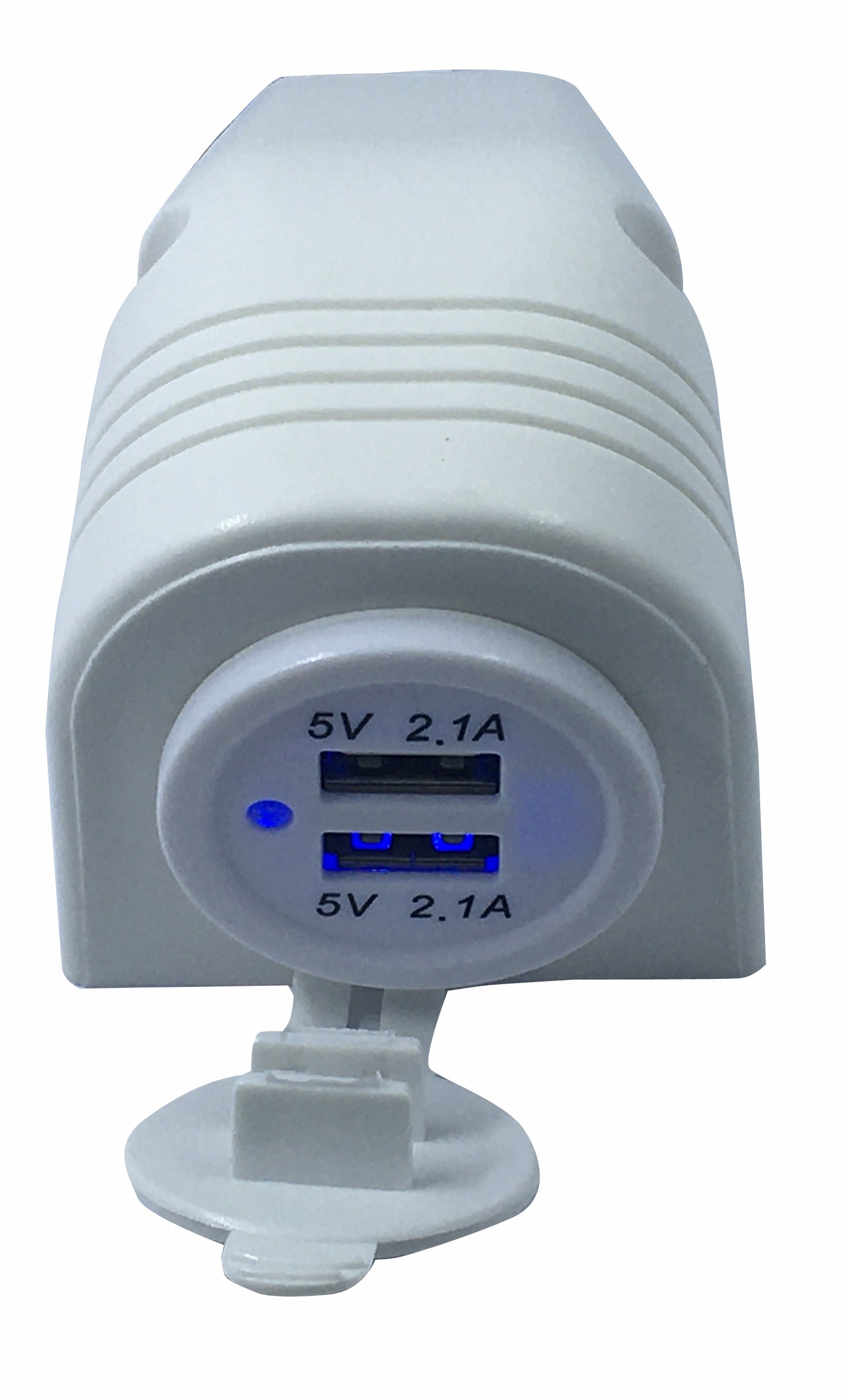 White USB Surface Mount Charger Socket Double USB 4.2A