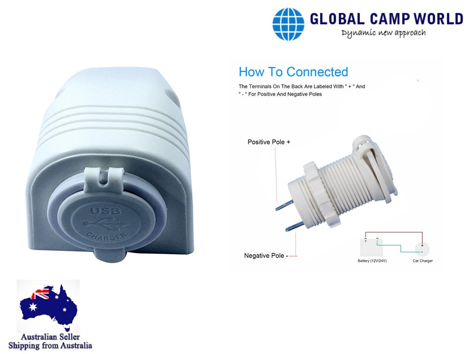 White USB Surface Mount Charger Socket Double USB 4.2A